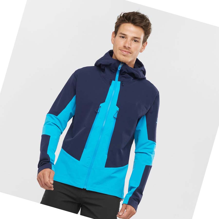 Salomon OUTPEAK SOFTSHELL Kabát Férfi Kék | HU 2368QMA